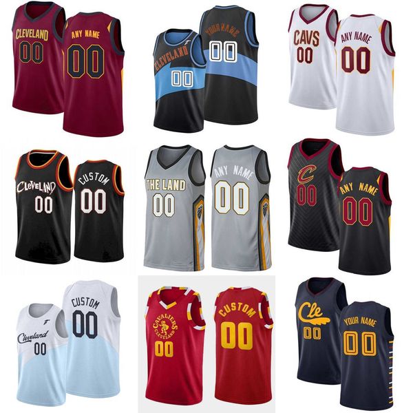 

75th basketball jerseys custom men women youth cleveland''cavaliers''lebron 23 james dean 32 wade dylan 9 windler rj 5 n, Black;red