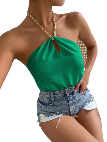 

cut out backless halter a2nw#, White