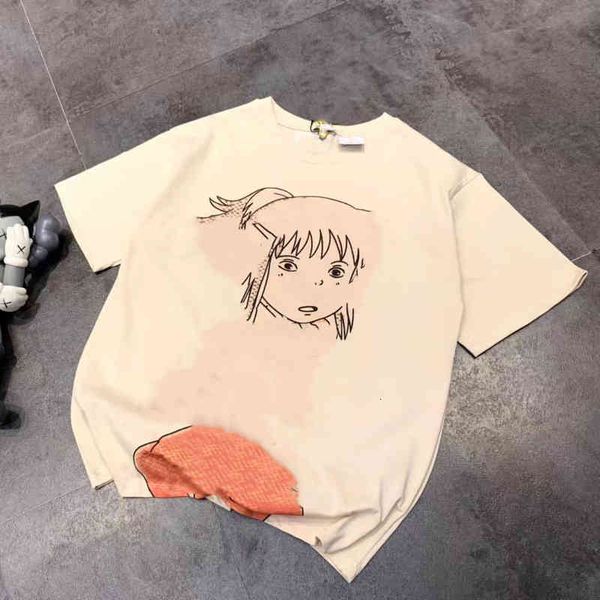 

women's t-shirt sprin and summer couple joint br series short sleeve printed men's women's t-shirt cartoon round neck top, White