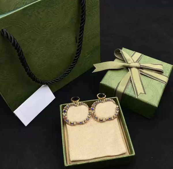 

fashion stud earring color diamond brass material personality hoops earrings g women wedding party designer jewelry high quality, Golden;silver