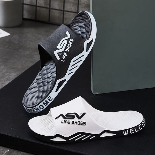 

trend slippers men outdoor breathable beach sandals man summer non-slip thick platform man slipper fashion flip flops, Black
