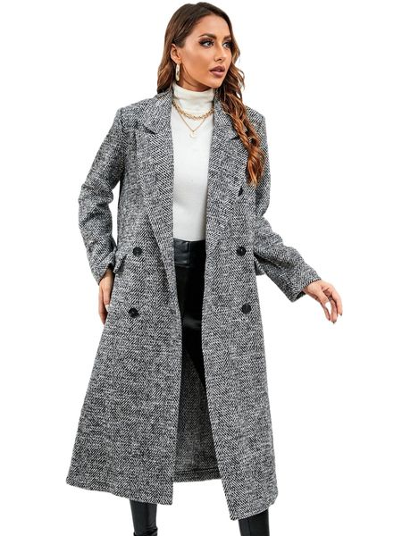 

space dye flap detail lapel collar overcoat f1v2#, Black