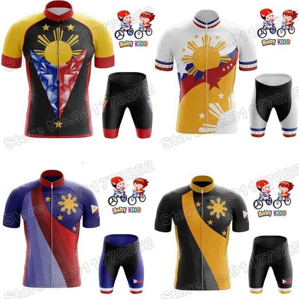

2021 philippines kids cycling jersey sets boys girls cycling clothing children road bike shirts suit bicycle pants mtb sportswear, Black;red
