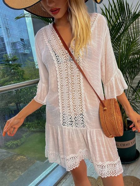 

ruffle hem cover up dress 17jz#, White;black