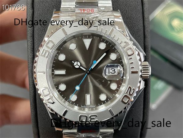 

watch yacht 40mm automatic mechanical men's watches ym cal3235 movement ceramic bezel 904l sapphire rubber strap gold luxury diving wri, Slivery;brown