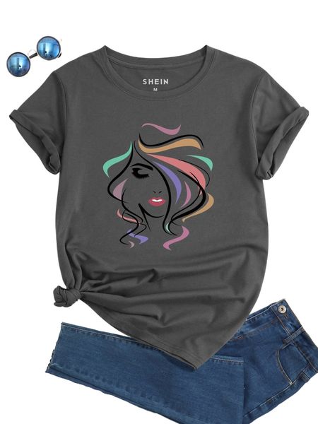 

figure print tee i39y#, White