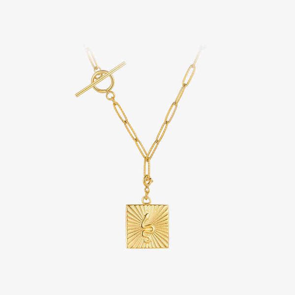 

pendant necklaces enfashion snake square for women fashion jewelry colar feminino gold choker stainless steel necklace halloween p213269 220, Silver