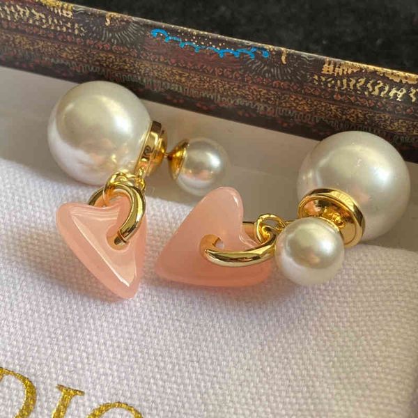 

women's fashion personality trend new brand earrings wholesale home di pink love pearl classic sweet fresh lovely heart, Silver