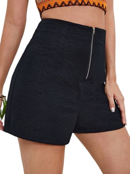 

half zipper high waist shorts h5do#, White;black