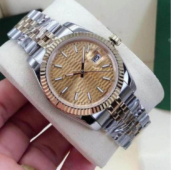 

2021 mens watch 41mm green leaf stripe print dial datejust sapphire crystal stainless steel automatic mechanical wristwatch, Slivery;brown