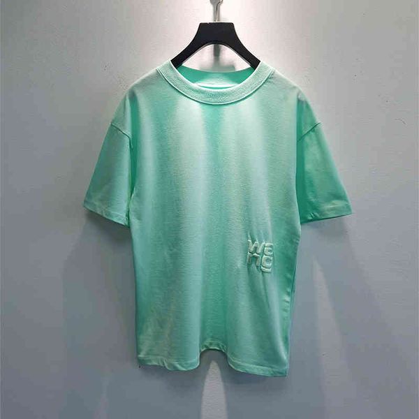 

women's t-shirt aw king spring summer round neck letter print mint green short sleeve cotton loose and versatile t-shirt women, White