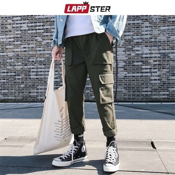 

lappster men streetwear pockets cargo pants overalls mens army green casual harem pants male korean joggers pants 5xl 201110, Black