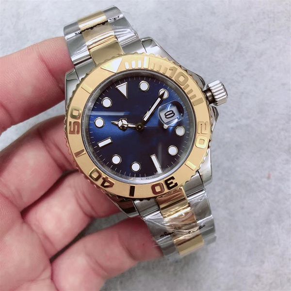 

limited edition luxury automatic movement u1 men watch yatch sapphire crystal master ii blue dial two tone 316 stainless band mont262s, Slivery;brown
