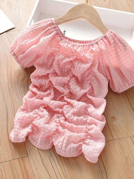 

toddler girls ruched puff sleeve blouse she, White;black