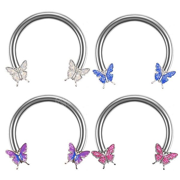 

nose rings helix hoop septum piercing butterfly piercing ear cartilage tragus piercing, Silver