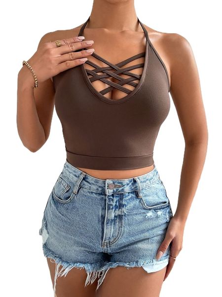 

crisscross neck cami 52zu#, White