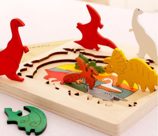 Bricolage créatif multicouche enfants assemblage Puzzle éducation outils d'apprentissage en bois 3d Puzzles jouets bébé enfants dessin animé