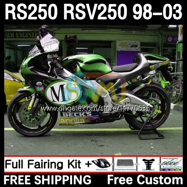 Verkleidungen und Tankabdeckung für Aprilia RSV RS 250 RSV-250 RS-250 RSV250 98-03 4DH.153 RS250 RR RS250R 98 99 00 01 02 03 RSV250RR 1998 1999 2000 2001 2002 2003 Karosserie schwarz grün