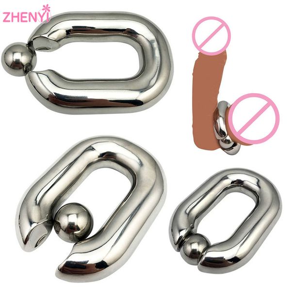 Schwere Edelstahl Ball Hodensack Bahre Metall Penis Lock BDSM Bondage Cock Ring Verzögerung Ejakulation Dildos sexy Spielzeug für Männer