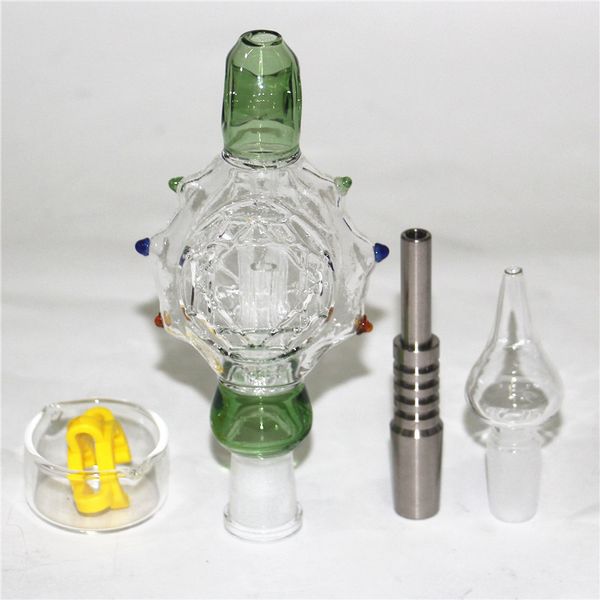 Neues Wasserpfeifen-Nektar-Bong-Set mit 14-mm-Titannagel und Kunststoff-Verbindungsglasschale für Strohglas-Bongs, Wasserpfeifen-Dab-Rig