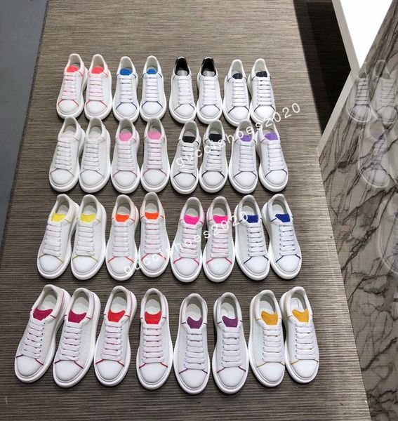 

2022 casual shoes leather lace up men women white black leather flats platform espadrille flat sole luxury velvet suede sneakers size35-46 x, Black;red