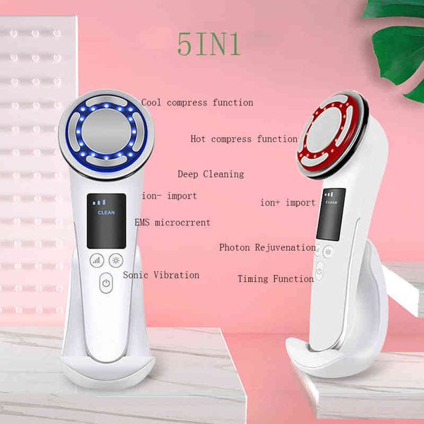 Aoko EMS Micro -Creafit Micro -Create Face Massager Sonic Vibration Maringle Horble Hot Cool Ultrasonic Lifting Device 220512