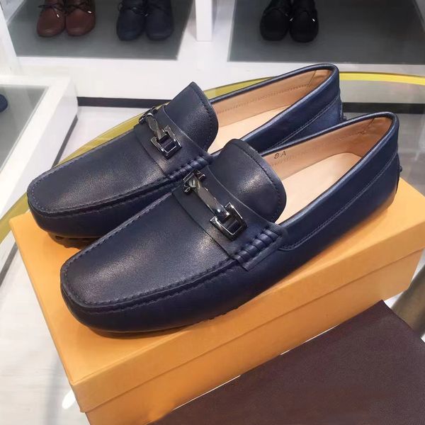 

designer high-quality men's formal shoes luxury business classic fashion leather one foot comfortable buckle driving sewn flat loafer c, Black