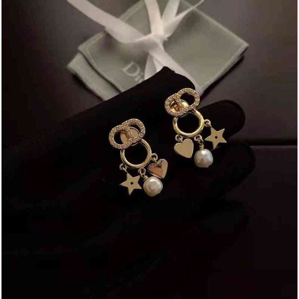 

new fashion pearl earrings female red love star fashion exclusive design jewel, Golden
