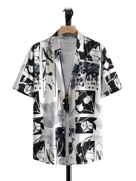 

men floral print shirt without tee n2cw#, White;black
