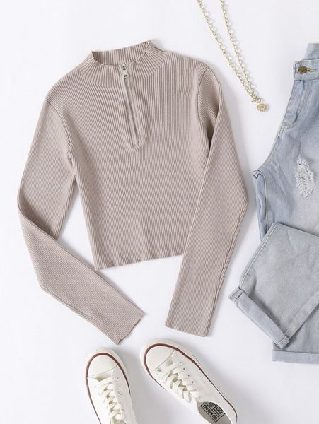 

half zip thumb hole sweater j3sd#, White;black