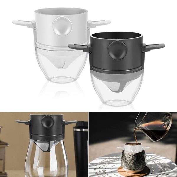 Filtri per caffè Filtro pieghevole Acciaio inossidabile Paperless Dual Layer Maker Porta tè a goccia portatile Versare Dripper