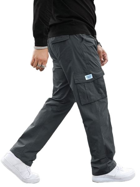 

men letter patched flap pocket cargo pants a0kt#, Black