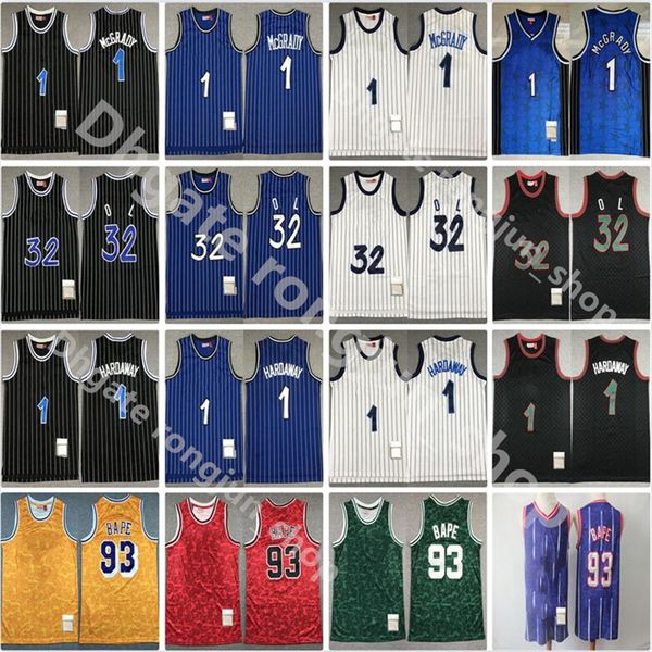 

mitchell and ness retro stitched men basketball tracy 1 mcgrady penny hardaway jerseys white blue black vintage wholesale, Black;red