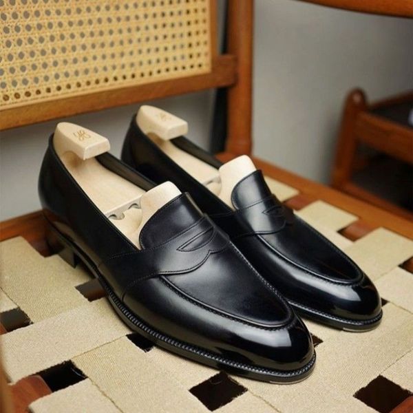 

Men Classic Loafers PU Black Round Toe Low Heel Retro Mask Slip On Business Casual Wedding Party Daily Versatile Dress Shoes, Clear