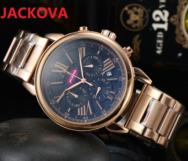 Alta Qualidade Funcional Funcional Six Stiches Relógios 42mm Japão Movimento de Quartzo Homens Assista a aço inoxidável Presidente Boutique Imported Crystal Espelho Relógio Bateria