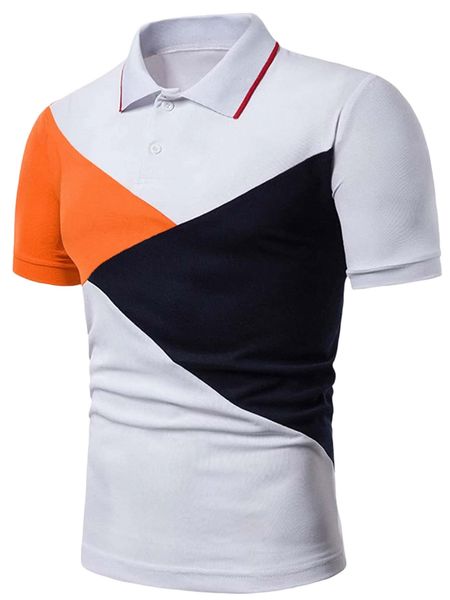 

men colorblock polo shirt z03t#, White;black