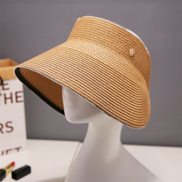 

designer women's cap summer hand-woven empty hat with sunshade large brimmed hat can be folded for easy carrying 220507, Blue;gray
