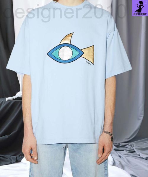 

women's t-shirt designer 2022 new ac swedish minority blue small fish gossip embroidery loose style short sleeve t-shirt mobt, White