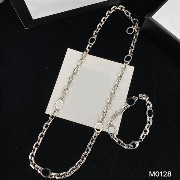 

stylish double letter chain necklaces bracelets women letters designer necklace thick chains bracelets with box, Black