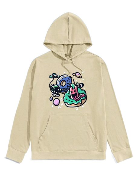 

romwe x karmagandap cartoon graphic hoodie u5ue#, Black