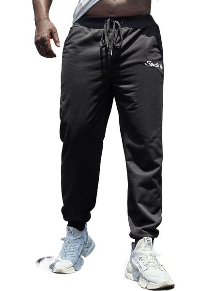 

extended sizes men letter graphic sweatpants b5ib#, Black