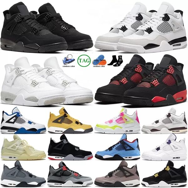 

2022 women mens jumpman 4 basketball shoes red blue thunder sail white oreo canvas black cat military canyon purple navy crafttrainers sport