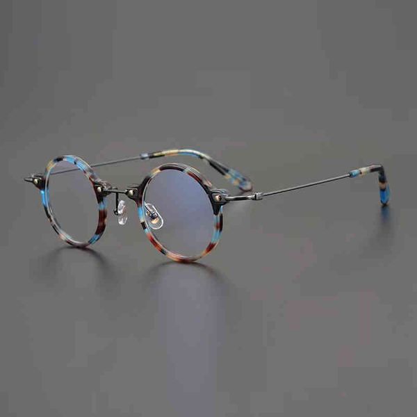 

super mini gold beam handmade round frame of china collection plate myopia glasses frame for men and women, White;black