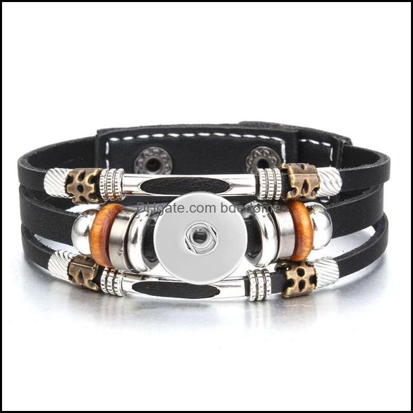 

charm bracelets black leather 18mm 12mm snap button bracelet for snaps je dhxkb, Golden;silver