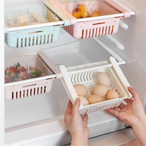 Caixas de armazenamento caixas 1pc Ajustável Gradeiro de geladeira