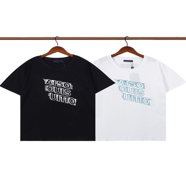 

designer tide t-shirt chest letters laminated printing short sleeve high street loose oversized casual t-shirt 100% cotton men's and wo, White;black