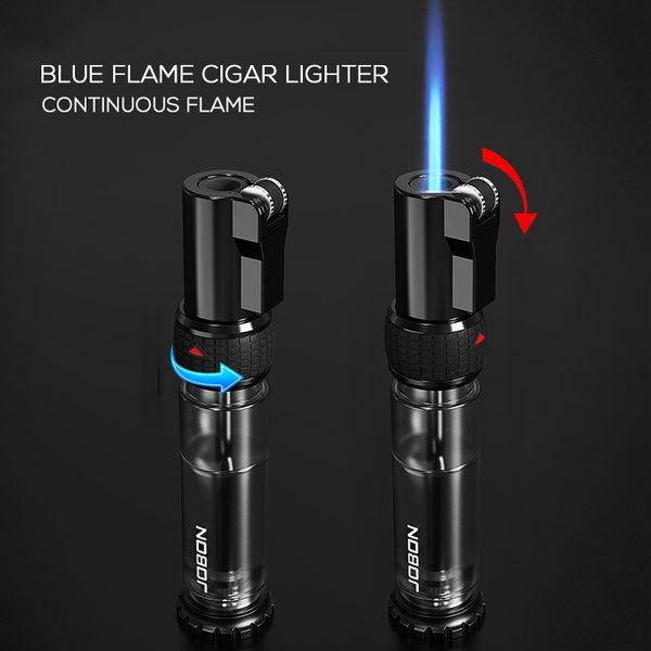 JOBON Cigar Torch Jet Lighter recarregável butano isqueiros à prova de vento com janela de gás