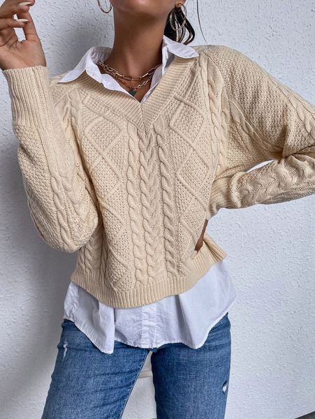

cable knit raglan sleeve sweater n4bj#, White;black