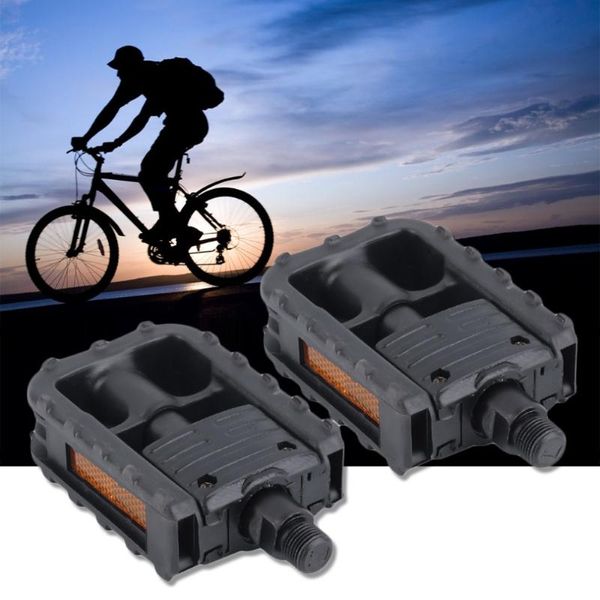 Coppia di pedali bici universali in plastica per mountain bike pieghevoli antiscivolo neri per tutti i tipi di biciBike