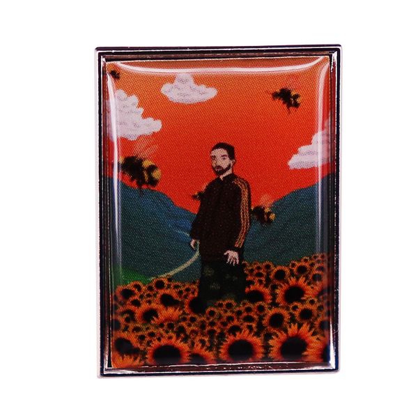 

sunflower flower boy robert lapel pin tyler the creator igor rap music album art badge, Blue